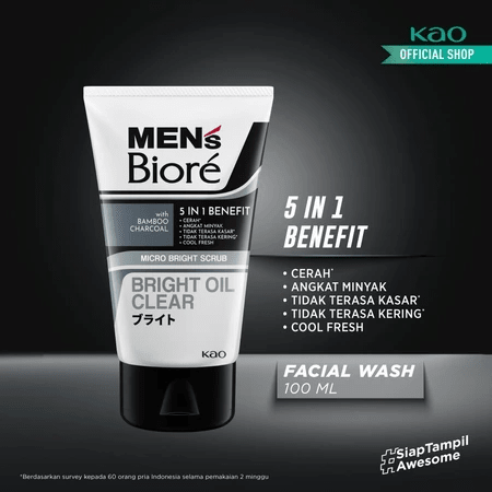 KAO Indonesia Men's Biore Micro Bright Scrub Bright Oil Clear