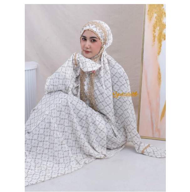  SYADZILAH Mukena Terusan Dewasa Mewah Santorini Silk Aleya Series