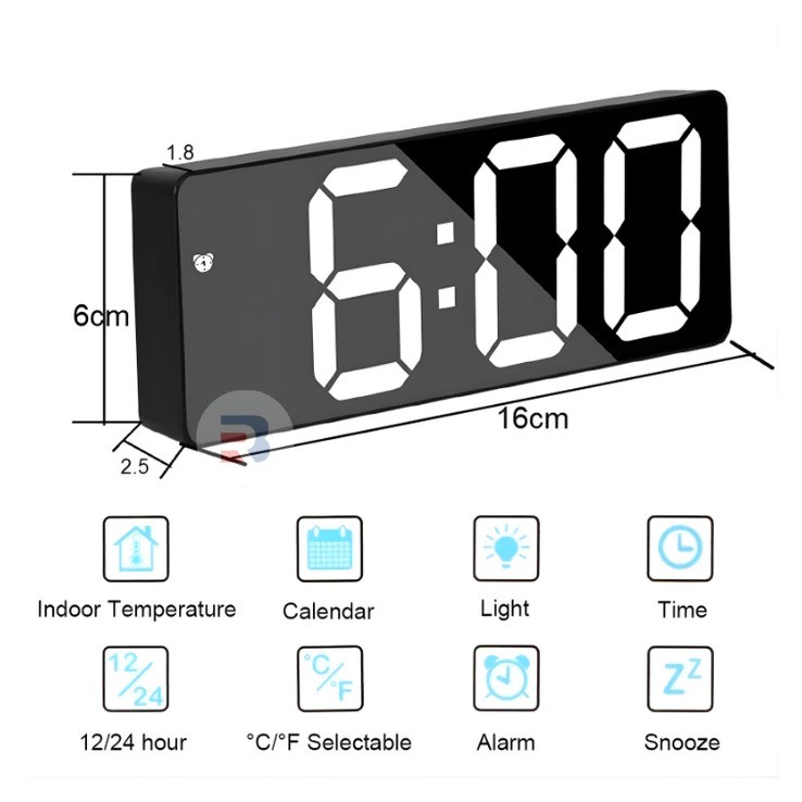  BARRE Jam Meja Digital LED