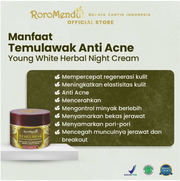 Roro Mendut Roro Mendut Temulawak Anti-Acne Plus Brightening Herbal Night Cream