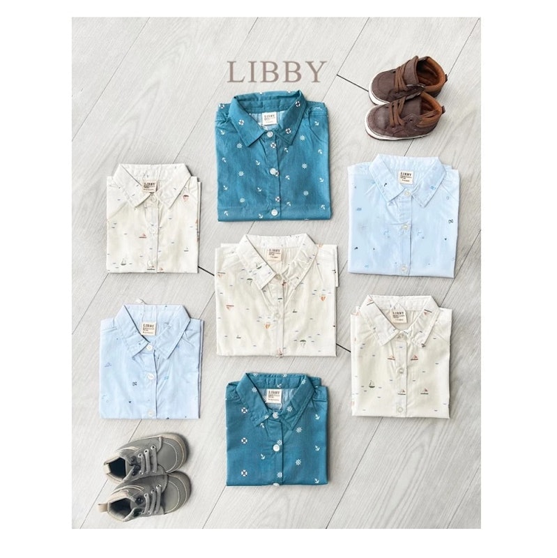 LIBBY Kemeja Anak Laki-Laki Motif Wooven Theo Shirt 4
