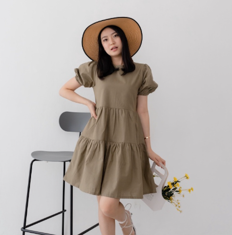 Eloise Linen Puff Sleeve Dress 1