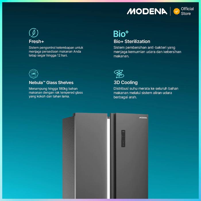MODENA Indonesia MODENA Refrigerator Side by Side  RF 4671 SADS