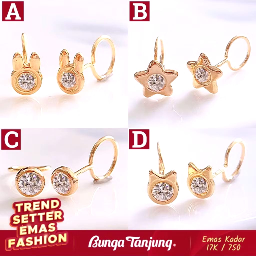 Bunga Tanjung Anting Tauge Emas 17K 2