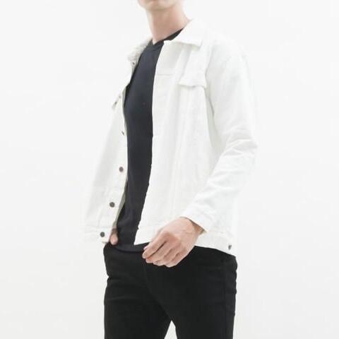 Houseofcuff Formale Houseofcuff Jaket Jeans Pria Polos Tebal Dilan Putih