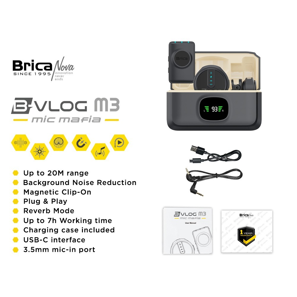 Harmoni Talenta Arthamedia Brica B-VLOG Dual Magnetic Clip Wireless Microphone M3