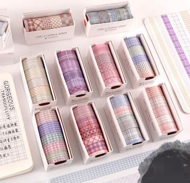  Grid Control Washi Tape Set 6 pcs Gingham Pattern