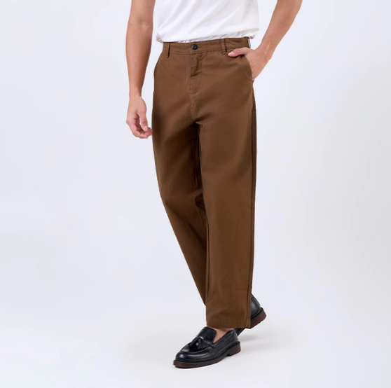  Manzone Chinos Pria Barvol 09 Comfort Fit Dark Brown