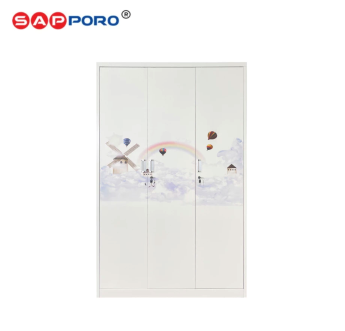Sapporo Furniture SAPPORO BOLOGNA Lemari Pakaian Besi 3 Pintu