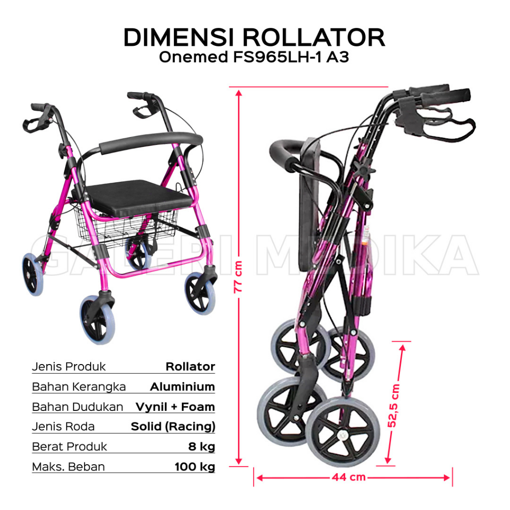 Jayamas Medica Industri OneMed Rollator Walker Beroda FS965LH-1 A3