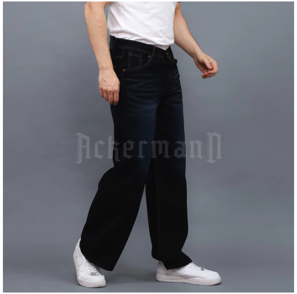 Ackermann Loose Jeans Pria Baggy Style Snow Black  5