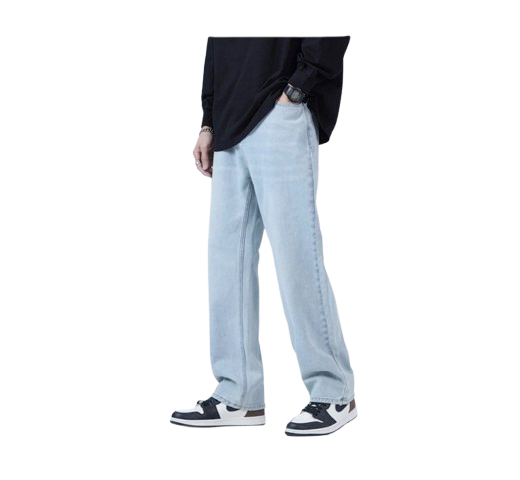 VCRL Celana Jeans Pria Korean Stlye Straight Loose Sandwash Blue 1