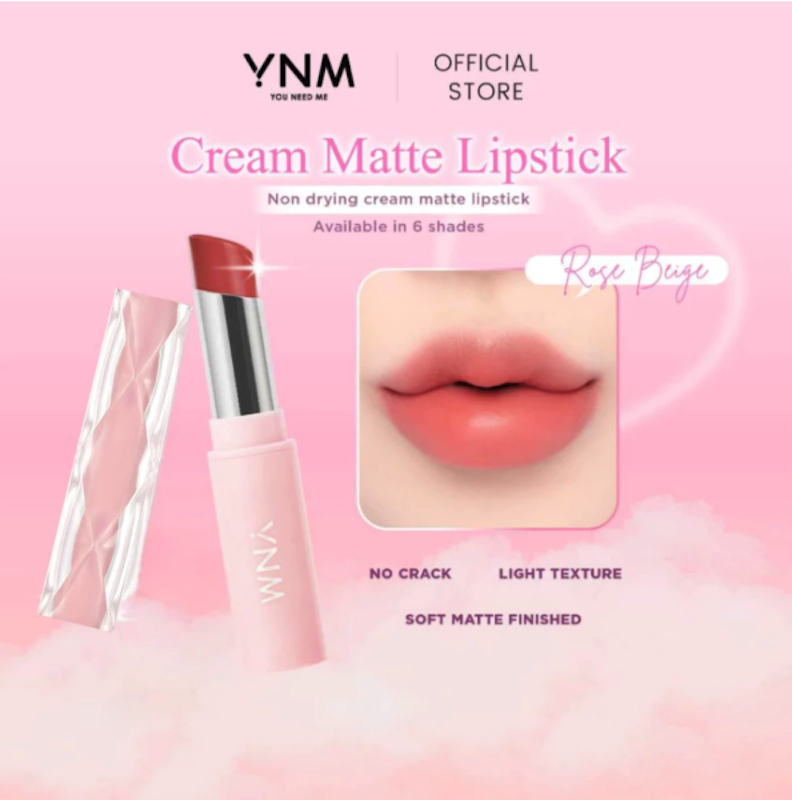 YNM Cream Matte Lipstick 01 Rose Beige 4