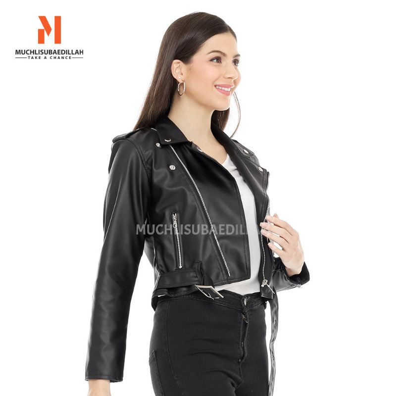 MUCHLISUBAEDILLAH Jaket Semi Kulit Wanita Crop