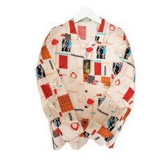 Kemeja Hawai Rayon Art Peach