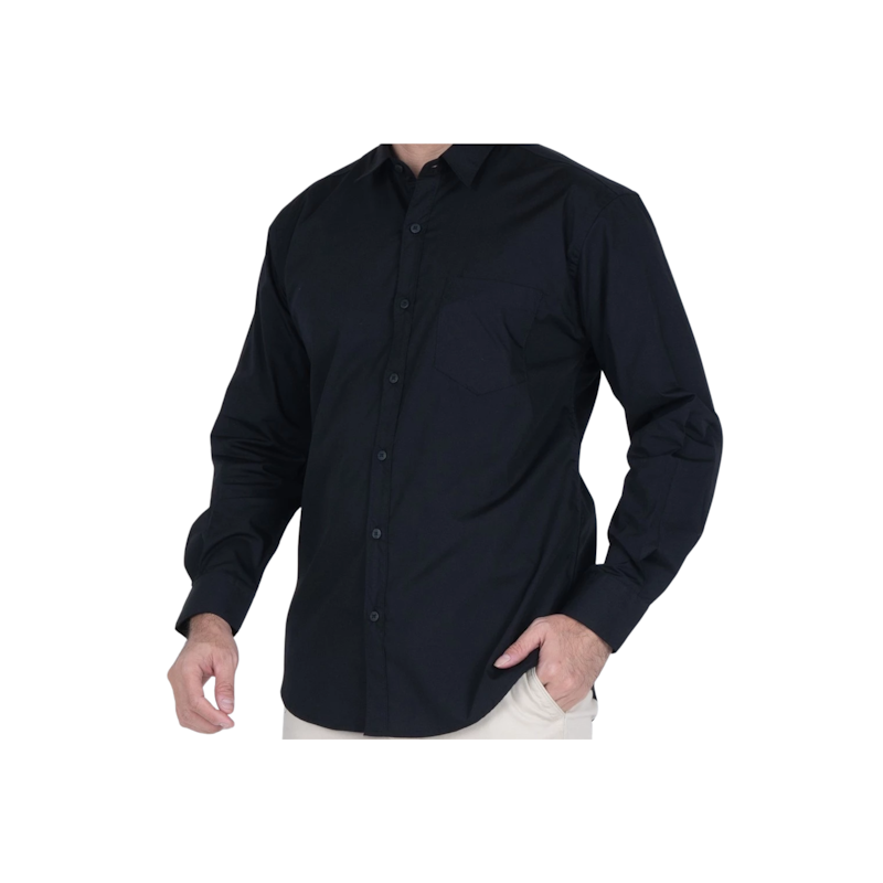BENHILL Kemeja Basic Formal Pria Panjang Katun Poplin Black 3