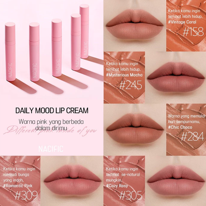 Abill Indonesia Jaya NACIFIC Daily Mood Lip Cream #245 Mysterious Mocha