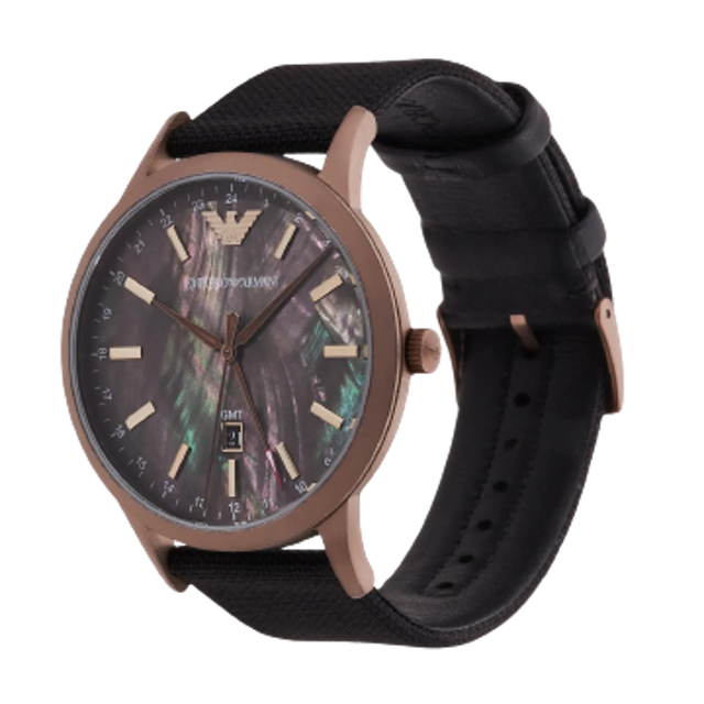 Dual Time Black Fabric Watch AR11414
