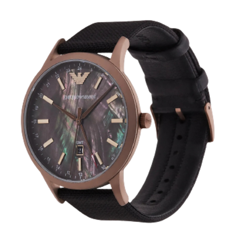 Dual Time Black Fabric Watch 1