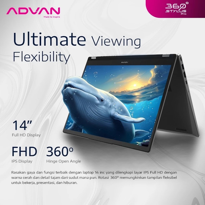 ADVAN Laptop 360 Stylus Pro 2in1 Touchscreen 8GB/256GB 2