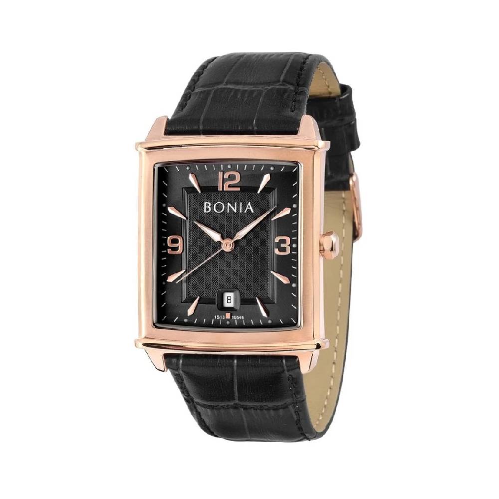 Bonia Tank Black Dial Leather Strap Analog  1