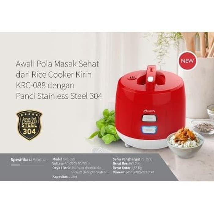 Kirin Rice Cooker 1L Red KRC-088