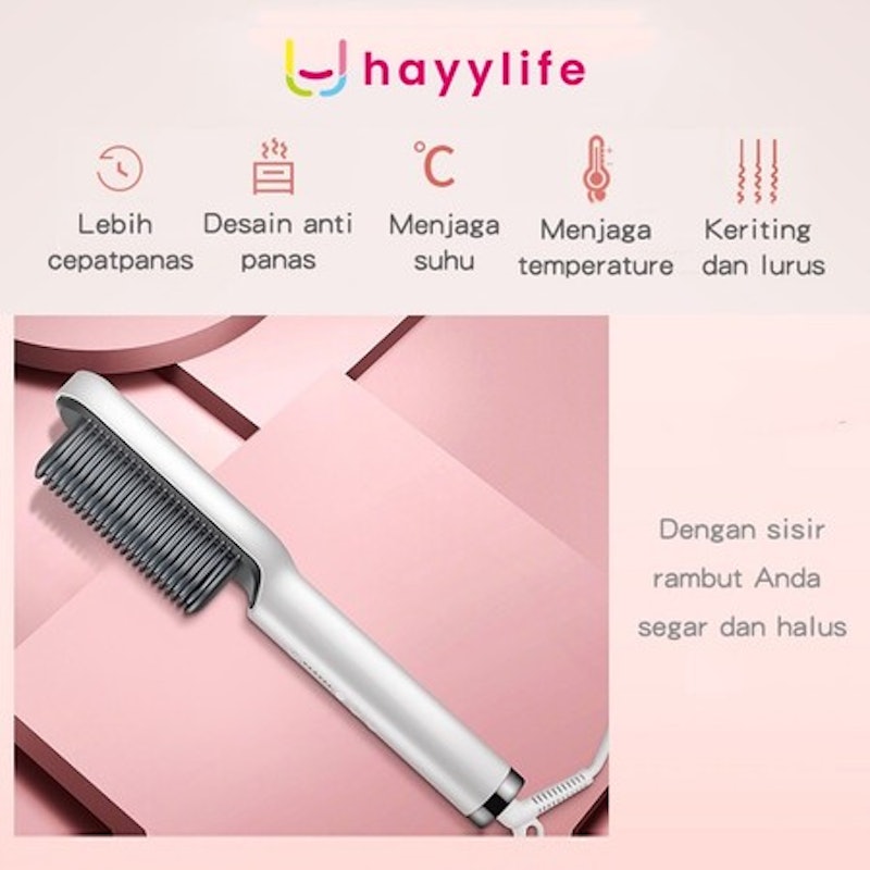 Hayylife Catok Sisir Pelurus Rambut 2 in 1 3