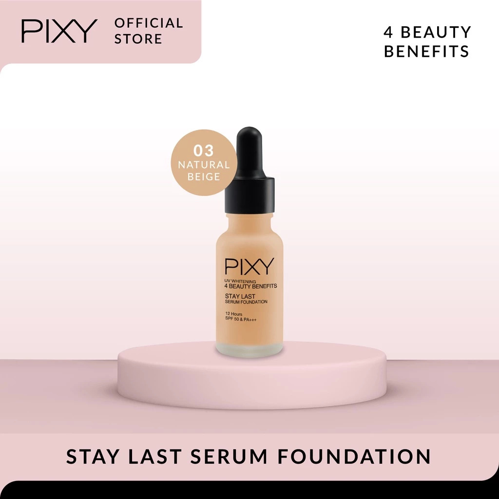 Mandom Indonesia PIXY UVW Stay Last Serum Foundation 03 Natural Beige