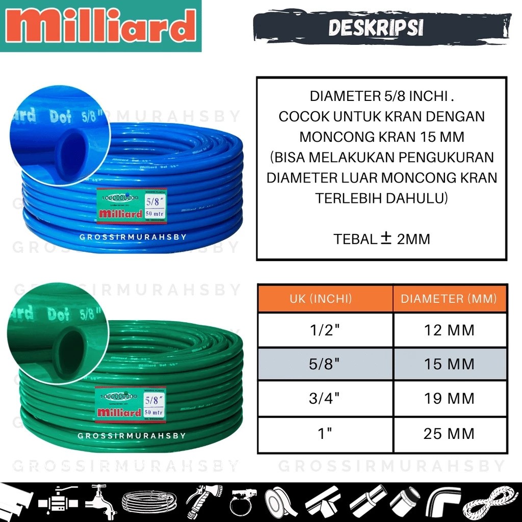 Mepoly Industry Milliard Selang Air Dof 5/8 Inci