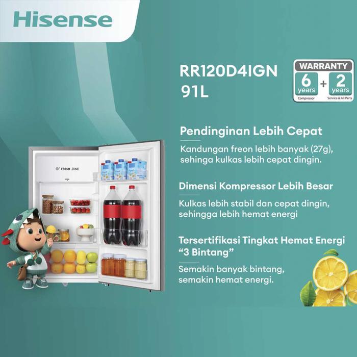 Hisense Hisense Kulkas 1 Pintu 91L RR120D4IGN