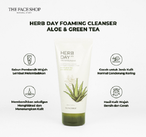 The Face Shop Herb Day Aloe & Green tea Foaming Cleanser