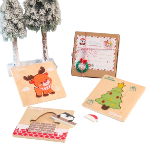 LILIBOO MERRY Puzzle Balok Kayu Natal 3 Set 1