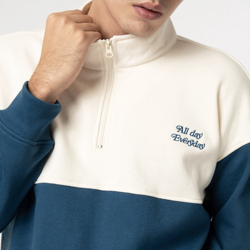 Half Zip Mock Neck Fleece Back On Track Biru 5