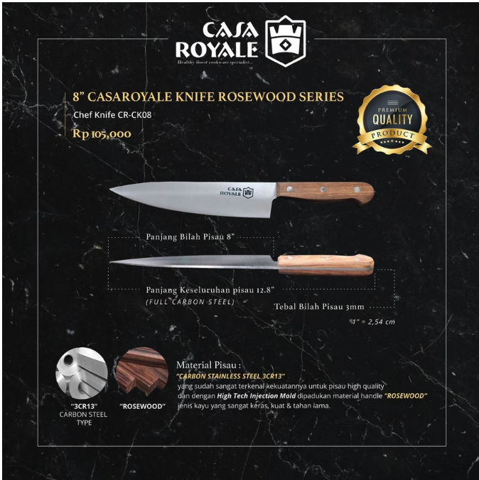 Casaroyale 8'' Chef Knife Rosewood Series  CK-08