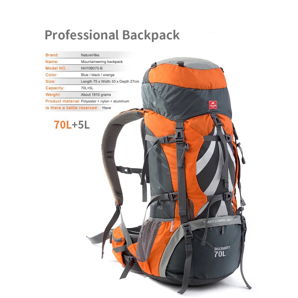 HNR Pesona Indonesia Naturehike Tas Carrier 70+5L NH70B070-B