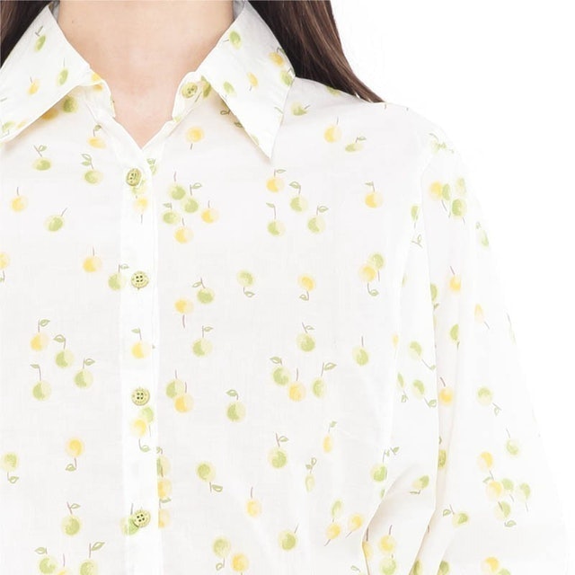 Ladies Baloon Sleeve Blouse Printing Yellow 4