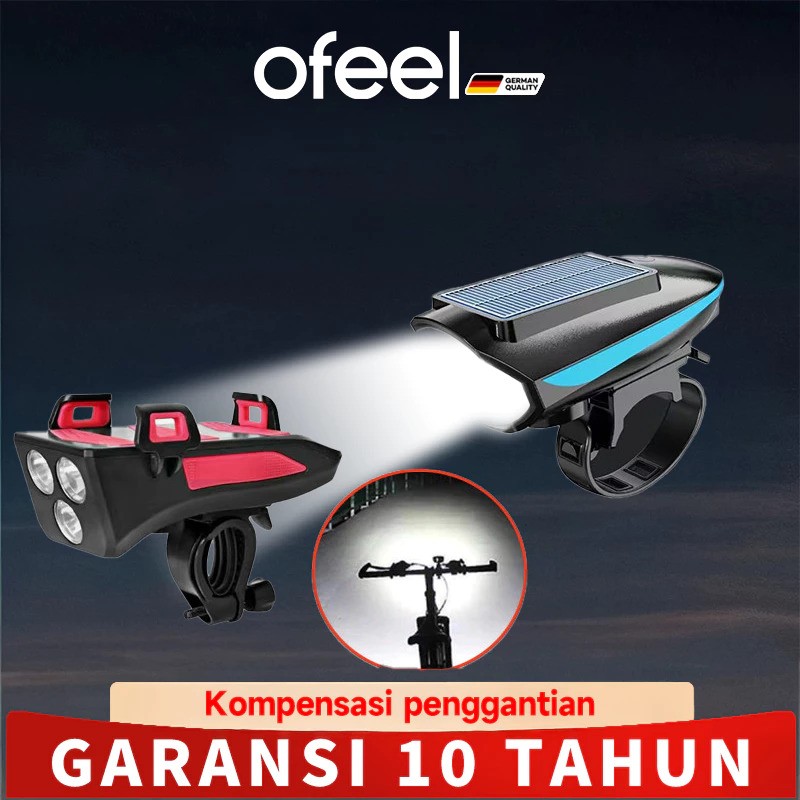  OFEEL Lampu Depan Sepeda Tenaga Surya Headlamp
