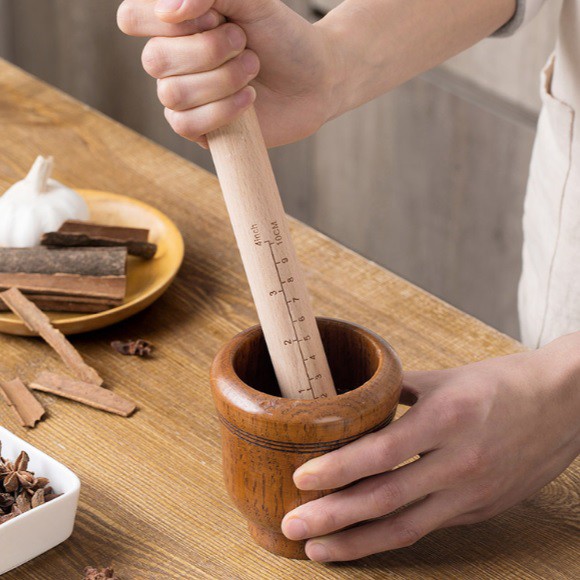 Rolling Pin Kayu dengan Penggaris
