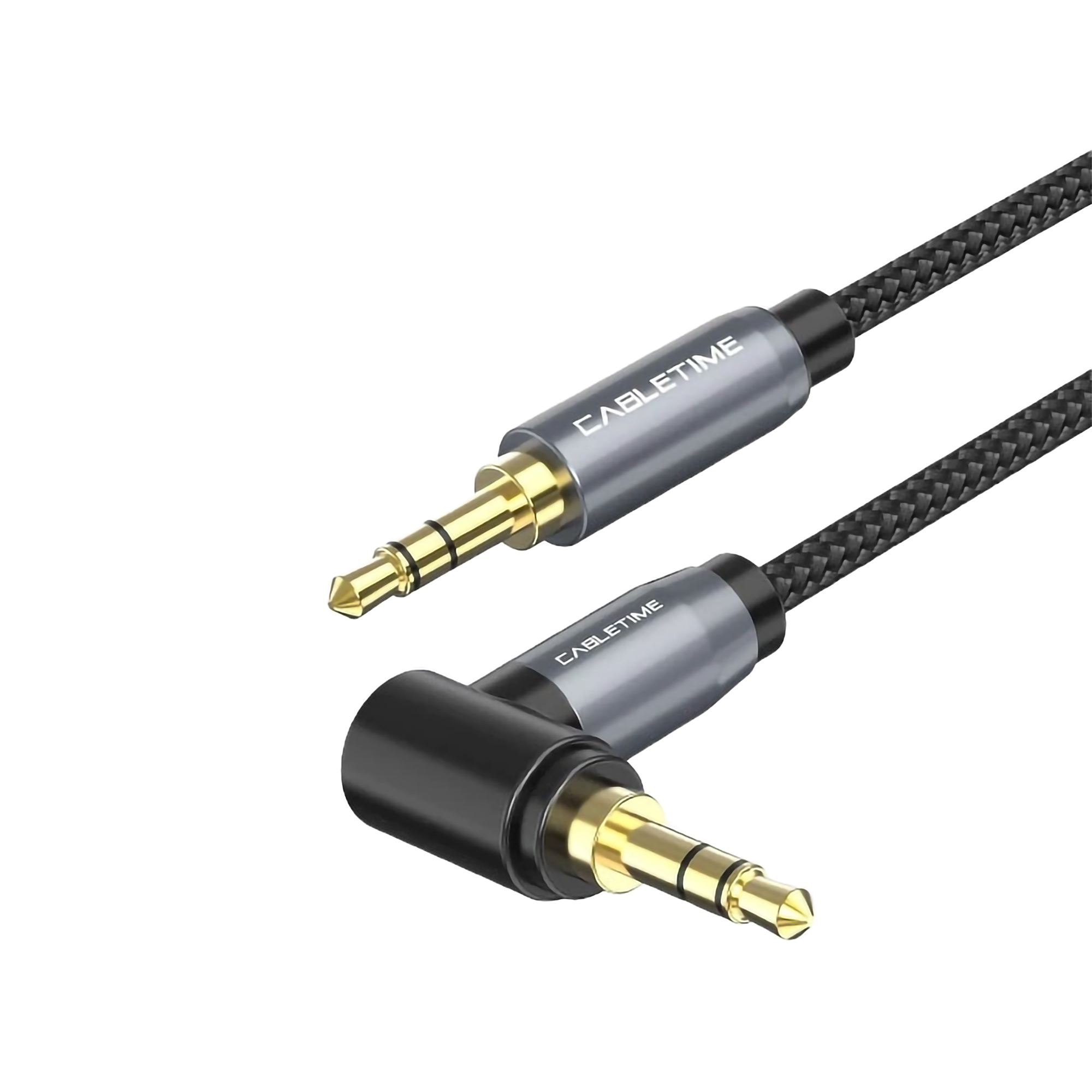 CABLETIME Kabel Aux 3.5mm 90 Degree Right Angle Audio Aux Male To Male