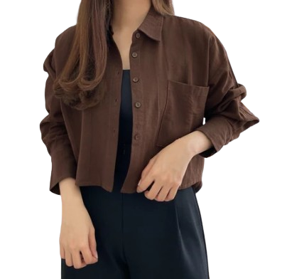 Kemeja Gita Rami Crop Linen Korean Style