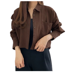Kemeja Gita Rami Crop Linen Korean Style