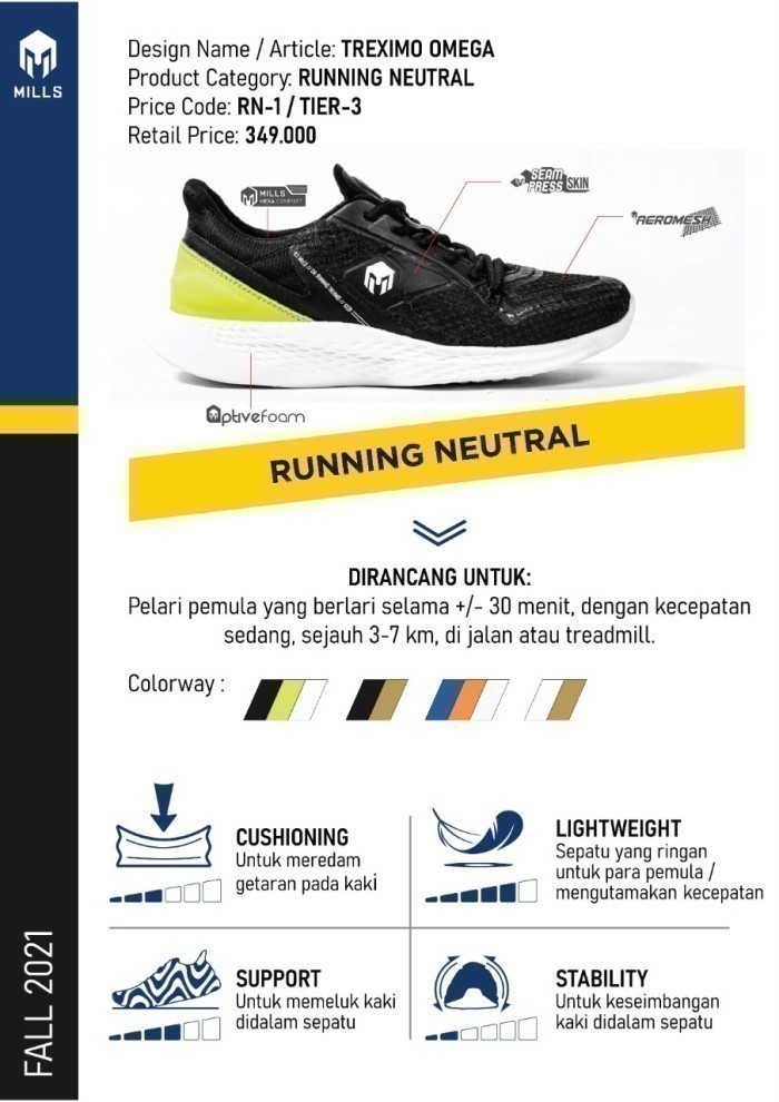 Mitra Kreasi Garmen Mills Running Shoes Treximo Omega 9100113