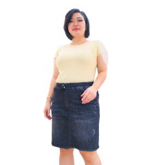 Rok Pendek Jeans Jumbo Wanita Pinggang Karet