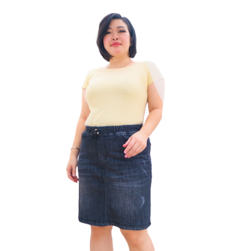 Rok Pendek Jeans Jumbo Wanita Pinggang Karet 1