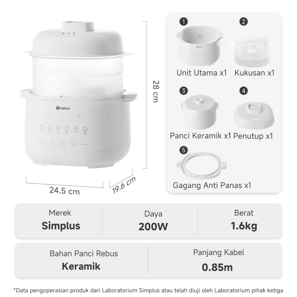 Yaoyao Indonesia Info Tech Simplus Slow Cooker Listrik 1L