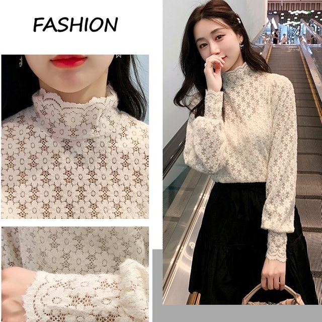 Newlan Blouse Import Korea Renda Lengan Panjang ZZ009