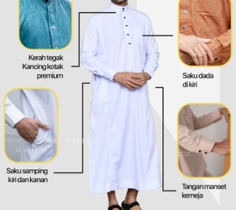  Al Waleed Moslem Jubah Pria Abbwa Putih