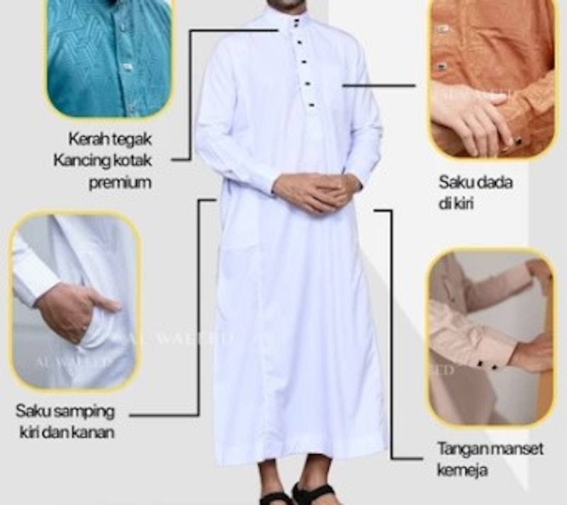 Al Waleed Moslem Jubah Pria Abbwa Putih 2