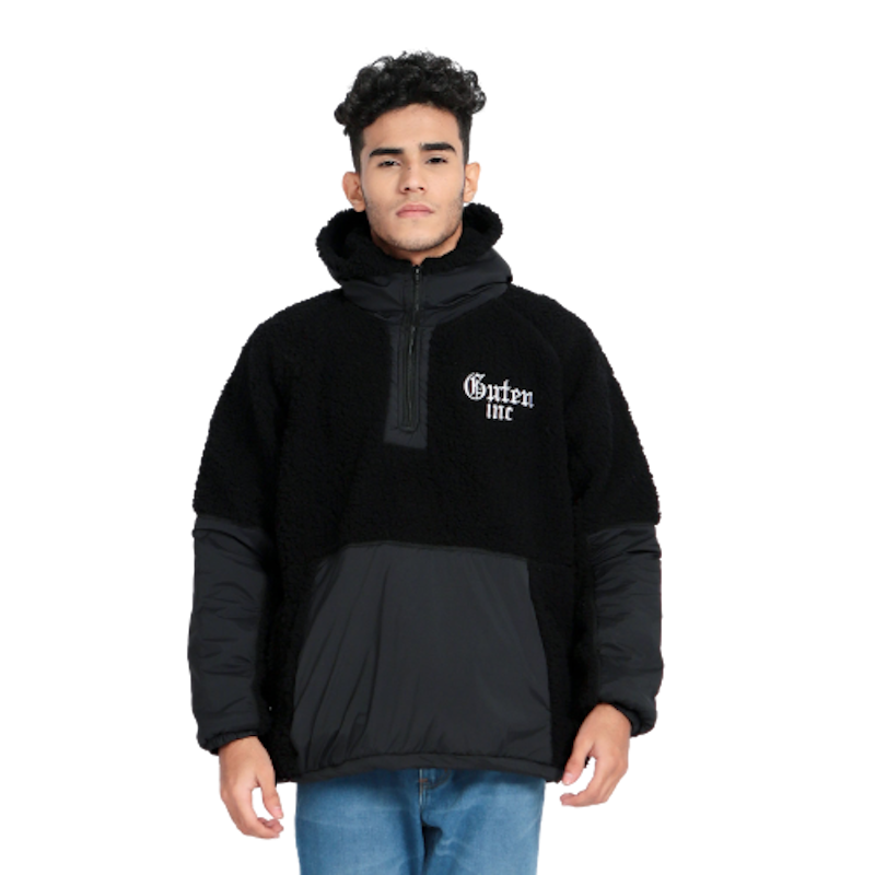 Jaket Sherpa Hitam Pria 1