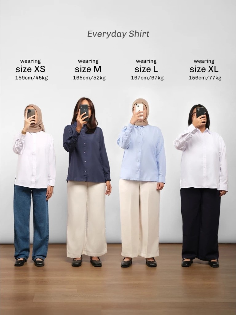 Thenblank Kreasi Indonesia  THENBLANK Everyday Shirt Broken White Kemeja Wanita